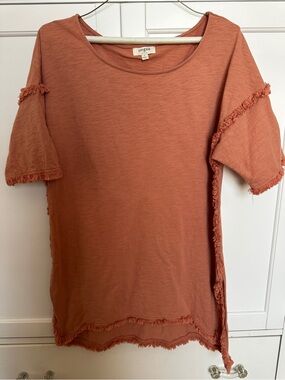 Umgee Rusty Coral Fringe Tunic- Small